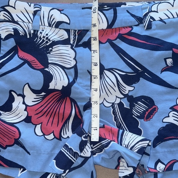 J. Crew High Waist Floral Print Shorts Navy Pink White & Light Blue Cotton Twill - Picture 3 of 7